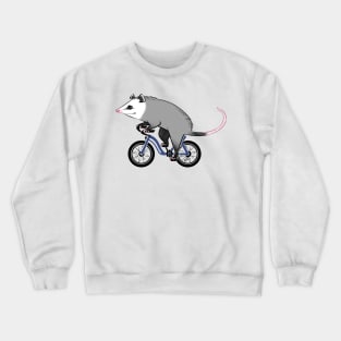 Happy Opossum Riding a Bicycle Crewneck Sweatshirt